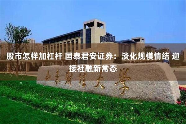 股市怎样加杠杆 国泰君安证券：淡化规模情结 迎接社融新常态