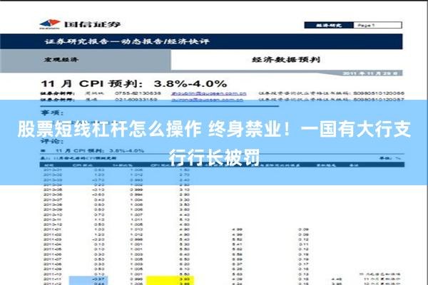 股票短线杠杆怎么操作 终身禁业！一国有大行支行行长被罚