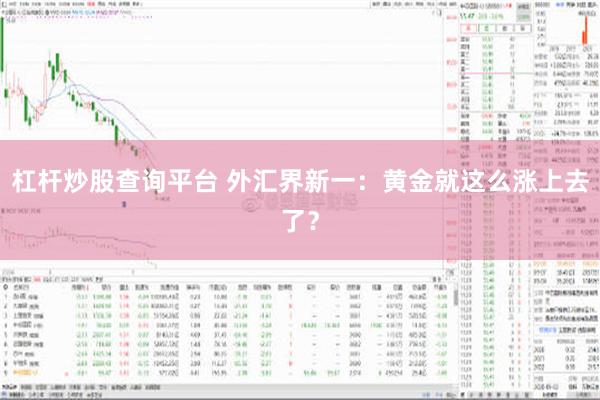 杠杆炒股查询平台 外汇界新一：黄金就这么涨上去了？