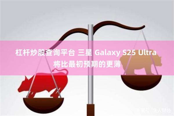 杠杆炒股查询平台 三星 Galaxy S25 Ultra 将比最初预期的更薄