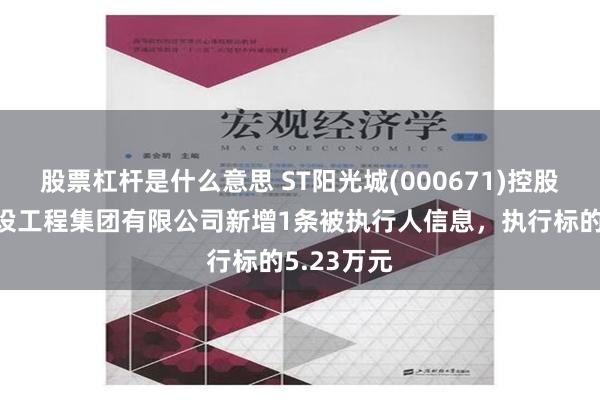 股票杠杆是什么意思 ST阳光城(000671)控股的华济建设工程集团有限公司新增1条被执行人信息，执行标的5.23万元