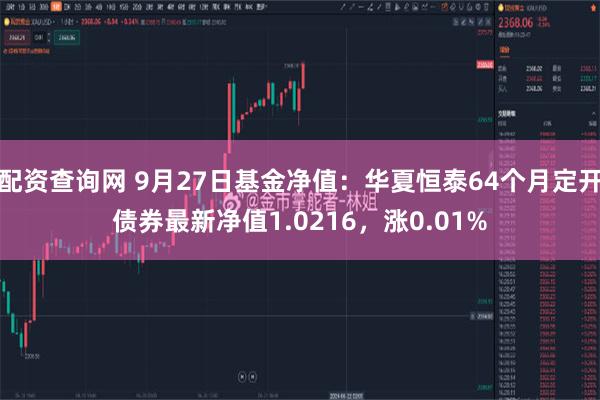 配资查询网 9月27日基金净值：华夏恒泰64个月定开债券最新净值1.0216，涨0.01%