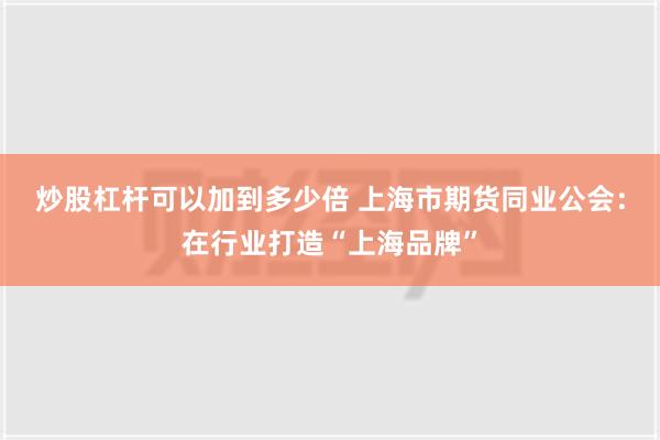 炒股杠杆可以加到多少倍 上海市期货同业公会：在行业打造“上海品牌”